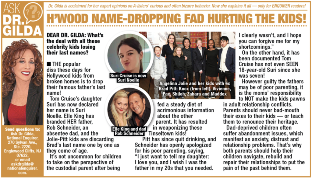 H’wood Name-Dropping Fad Hurting the Kids